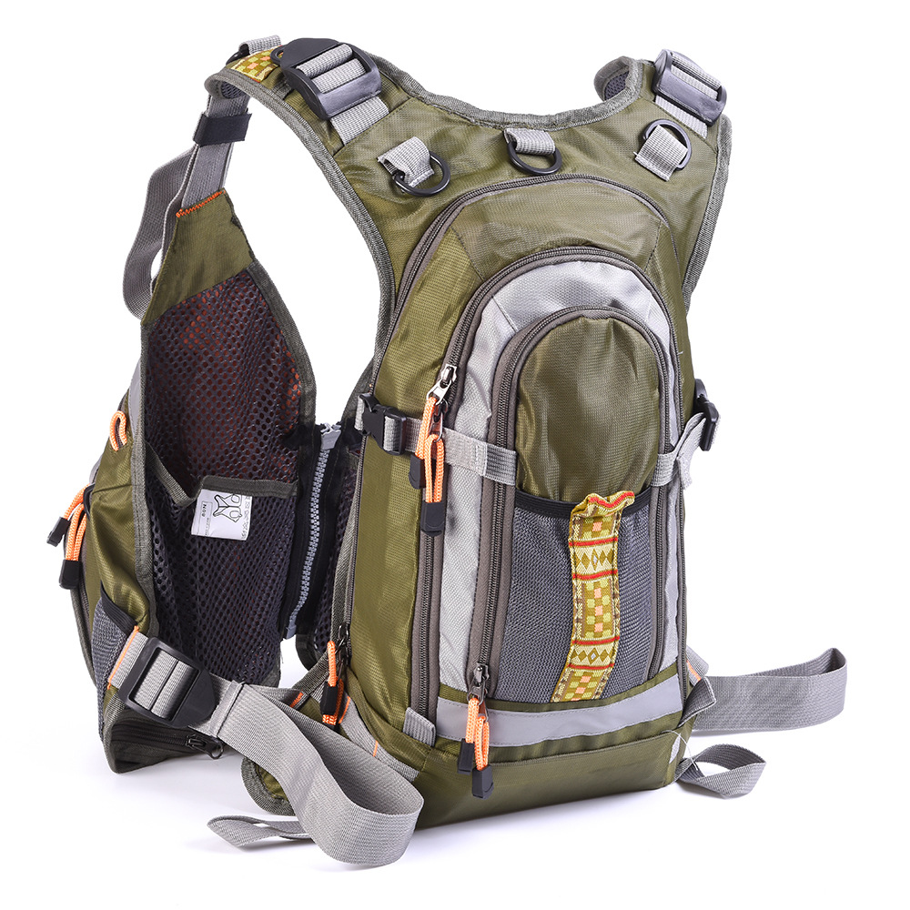 Fishing vest + life jacket + backpack, multi-functional life jacket, fly fishing backpack with multiple pockets pic 12