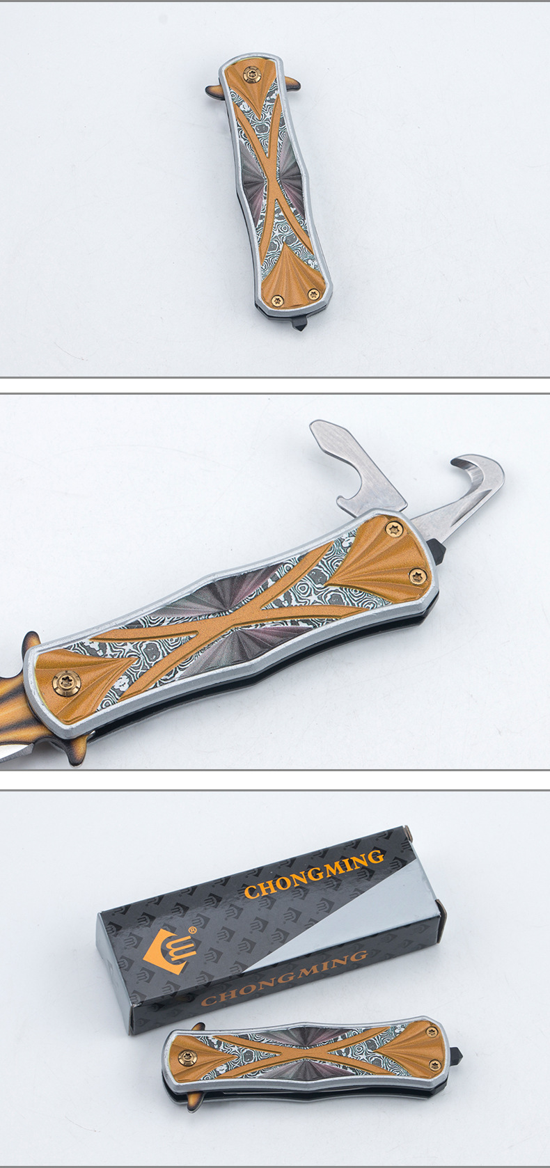 Stainless steel multi-functional outdoor self-defense knife, mini creative folding knife, knife-cutting tactical knife pic 6