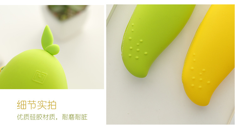 Mango silicone zipper pen case, large-capacity creative simulation fruit pen case, cute and personalized student stationery bag pic 6