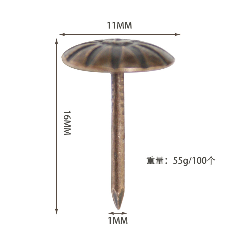 11*16MM thickened chrysanthemum bubble nail sofa box cabinet antique bronze iron nail chrysanthemum bubble nail hardware round head soft pic 21