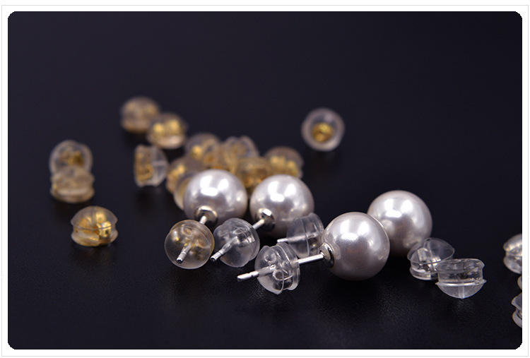 925 silver ear buckles, anti-slip ear studs, anti-drop, super tight back plug, DIY earrings, gold and silicone ear plugs, pure wholesale pic 5