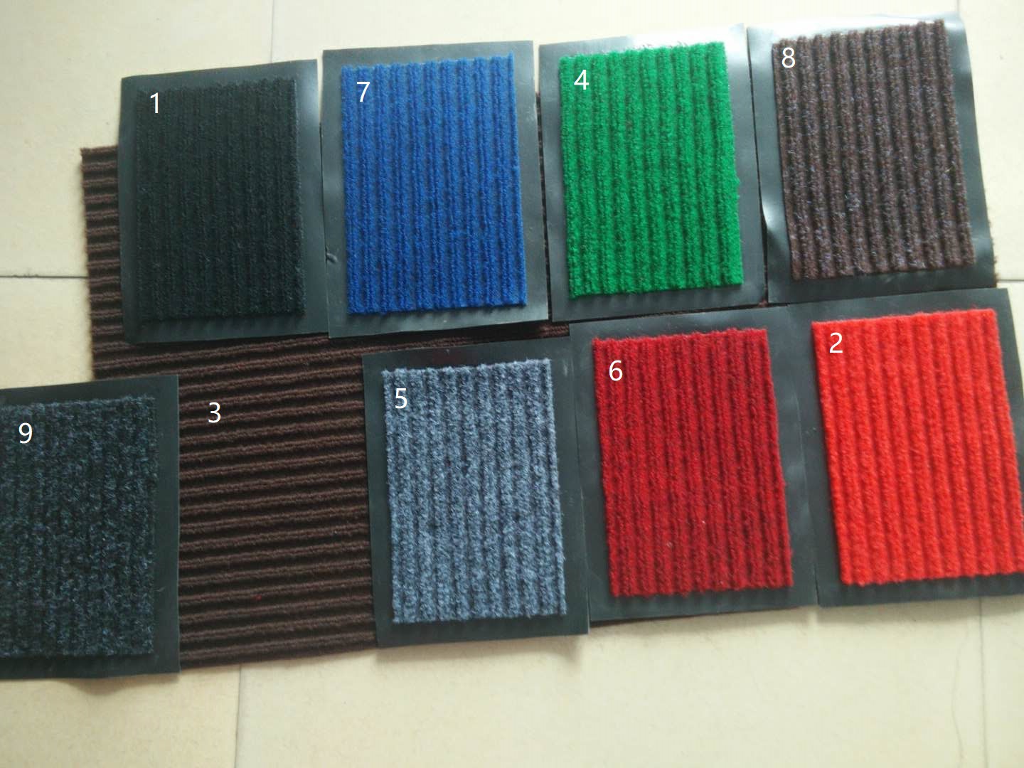双条纹块毯卷材干燥垫压边欢迎光临地毯脚垫PVC防滑吸水浴室地垫详情3