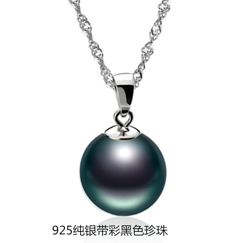 Серебряное колье S925 с цепочкой из бижуса, украшенное модным украшением с натуральным черным жемчугом pic 11