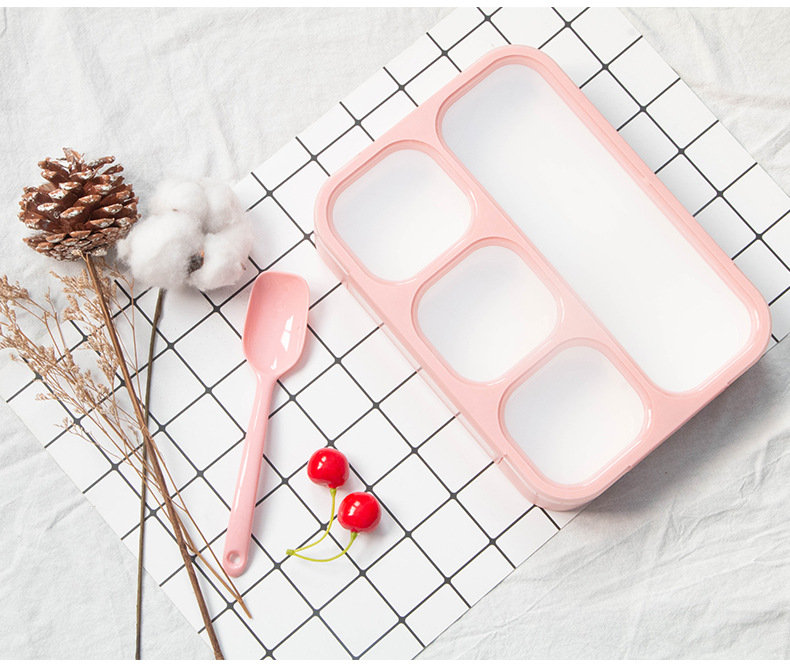 Creative grid energy lunch box, portable fast food box, thin lunch box, compartment-sealed plastic lunch box, simple lunch box pic 9