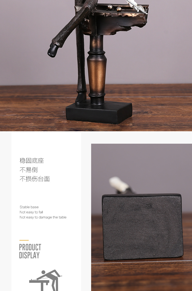 Cross-border delivery of American pool hall character ornaments, club wine cabinets, study rooms, home soft furnishings, resin handicrafts pic 8