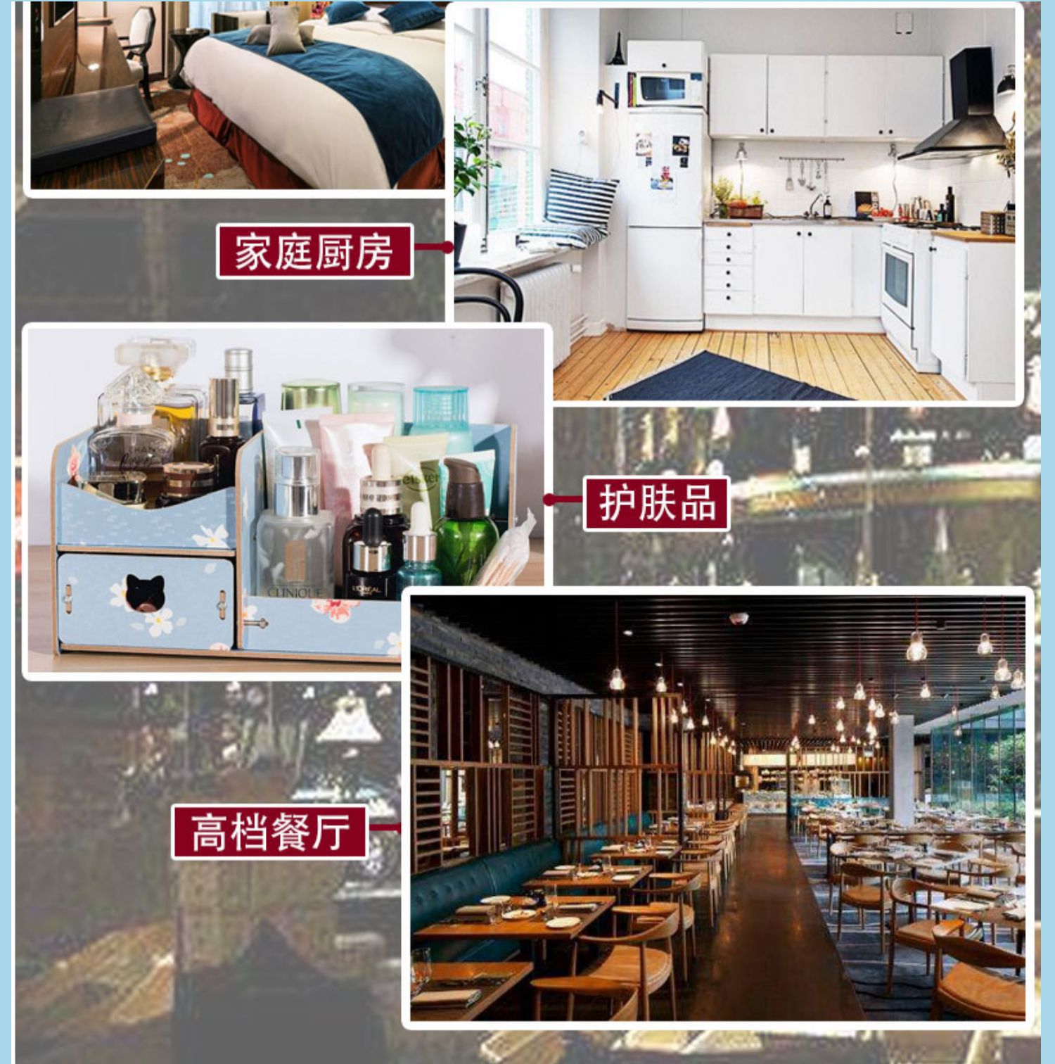 长方形塑料盘子酒店客房木纹防滑茶水杯黑色白色托盘密胺商用批发详情30