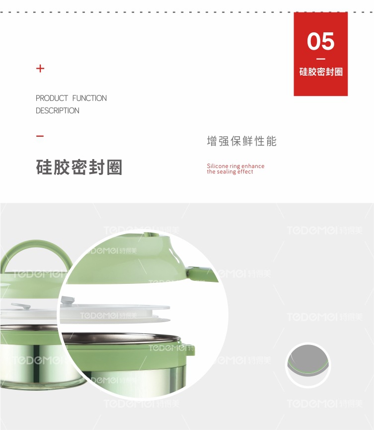 Simple stainless steel lunch box with multiple compartments, portable bento box with lid pic 9