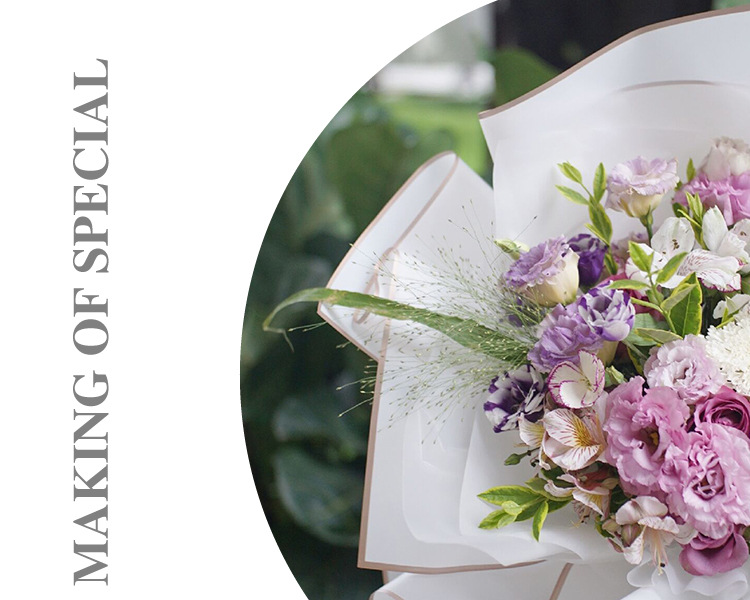 罗兰新款金色边框果冻膜鲜花包装纸材料防水高档包花纸花束花艺店详情15