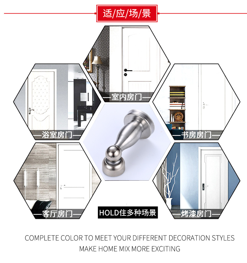 Stainless steel door stops for hotel engineering room doors, anti-collision and anti-wind strong magnetic wall stops for bedroom wooden doors and bathroom door stops pic 10