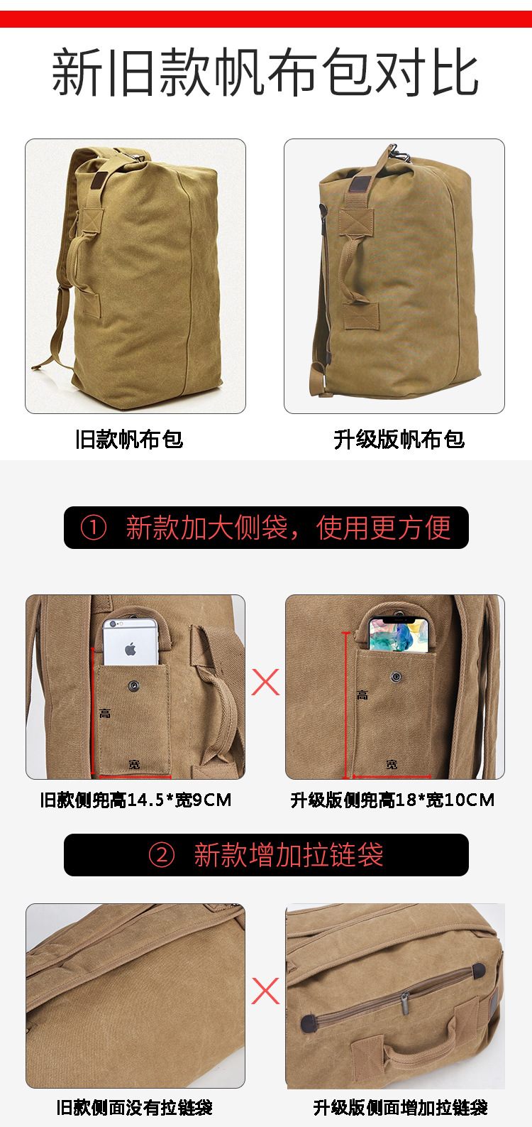 Fashionable large-capacity travel backpack for men, outdoor travel sports bag, trendy canvas backpack for men pic 8
