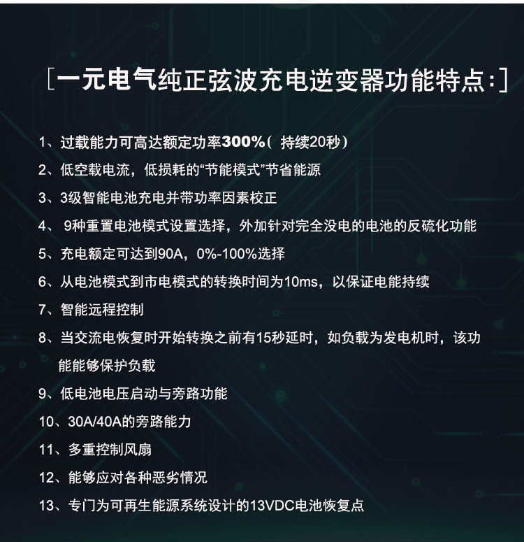 YIYAPC3000W弦波逆变器通用3KW逆变器转220充电逆变一体机详情2