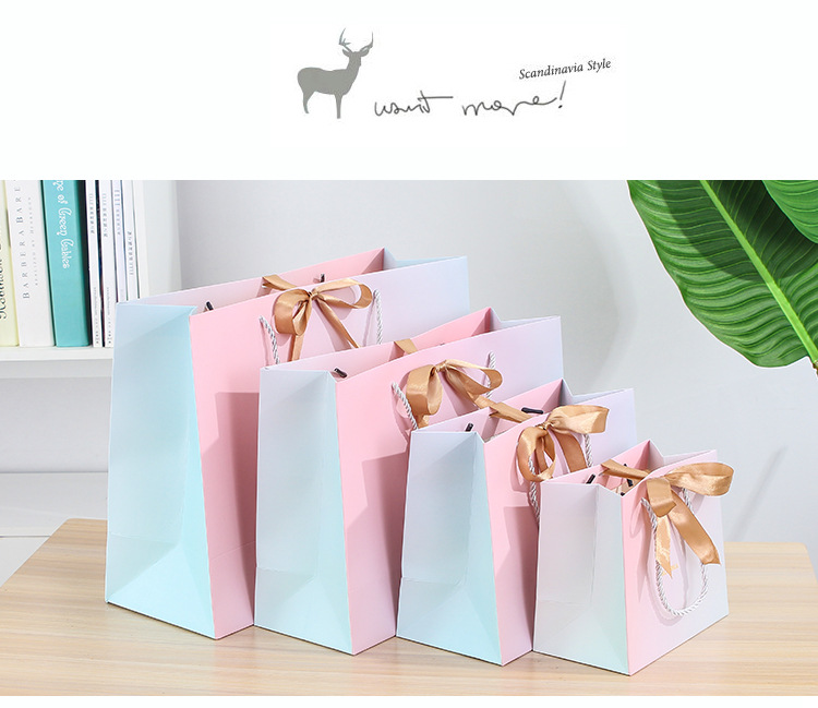New InS-style packaging bags, gradient gift bags, clothing store handbags, paper bags with logo printing, gift bags pic 8