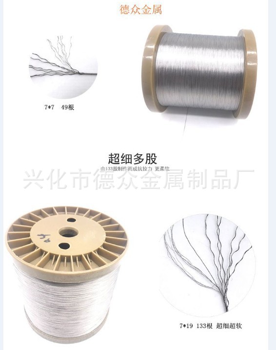 304彩色包塑钢丝绳不锈钢丝绳晾衣绳钓鱼线首饰线渔具钢丝线厂家详情9