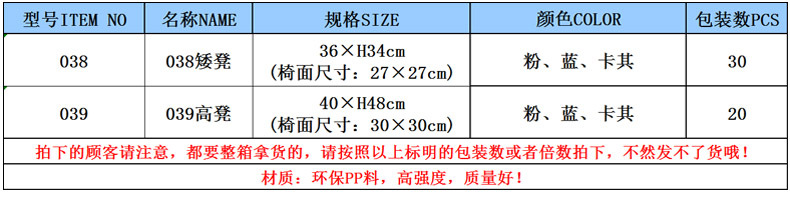 塑料凳子批发加厚时尚家居创意高凳家用成人儿童客厅方凳防滑椅子详情1