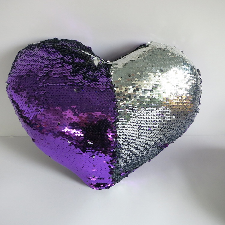 Double-sided flip-top heart-shaped sequined throw pillow, wedding sequin embroidery cushion, cross-border DTY positioning, AB side decorative throw pillow quilt pic 22