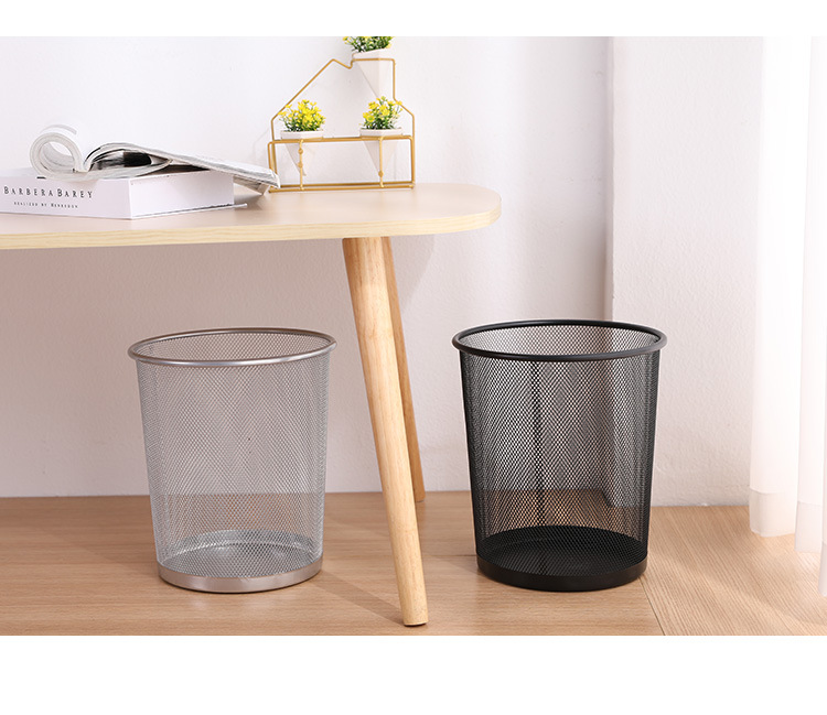 Metal hollowed-out household storage bucket, large capacity round garbage bin, ironwork kitchen storage bin trash can pic 8