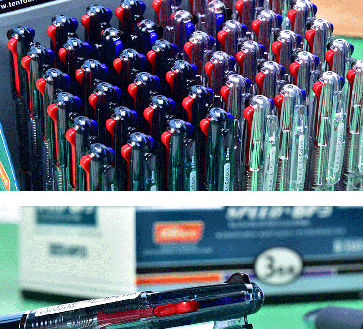 Tianfeng Three-color Ballpoint Pen 5165 Transparent multi-color Ballpoint Pen 0.7mm Ballpoint Pen wholesale 48 pieces per box pic 11