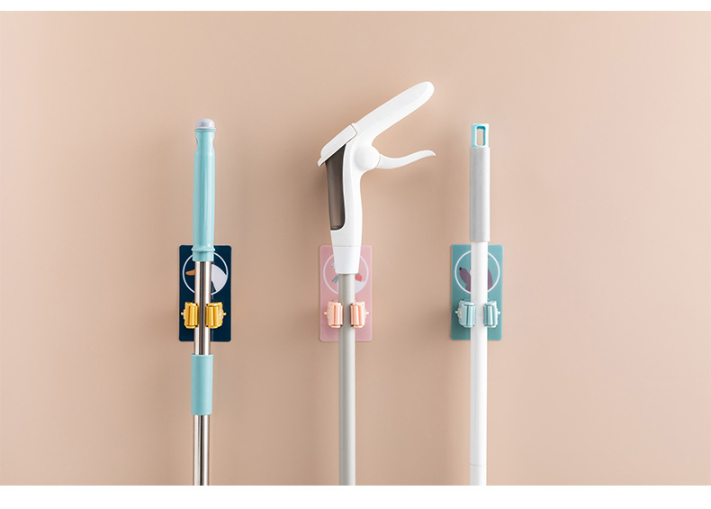Cartoon mop stand, broom booth, mop hook, strong traceless, non-drilling mop clamp, bathroom wall hanging rack adhesive hook pic 5