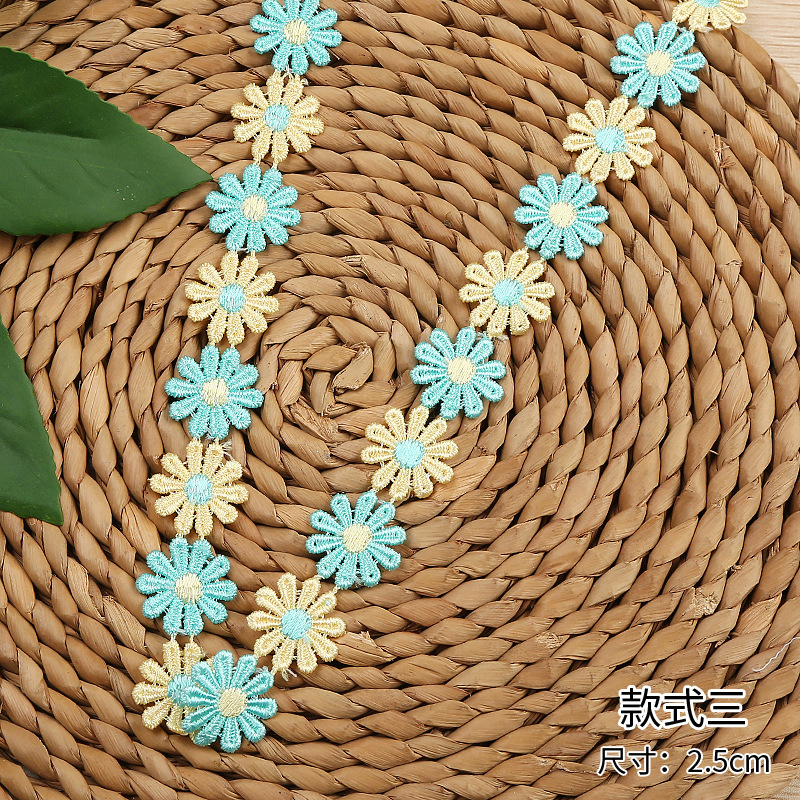 Factory direct sales of water-soluble lace, 10-petal lace, colorful flower embroidery lace headwear decals in stock pic 13