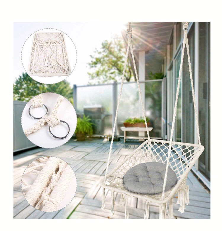 ins北欧吊篮编织秋千椅摄影道具吊椅民宿文艺范宿舍吊椅户外吊椅详情6