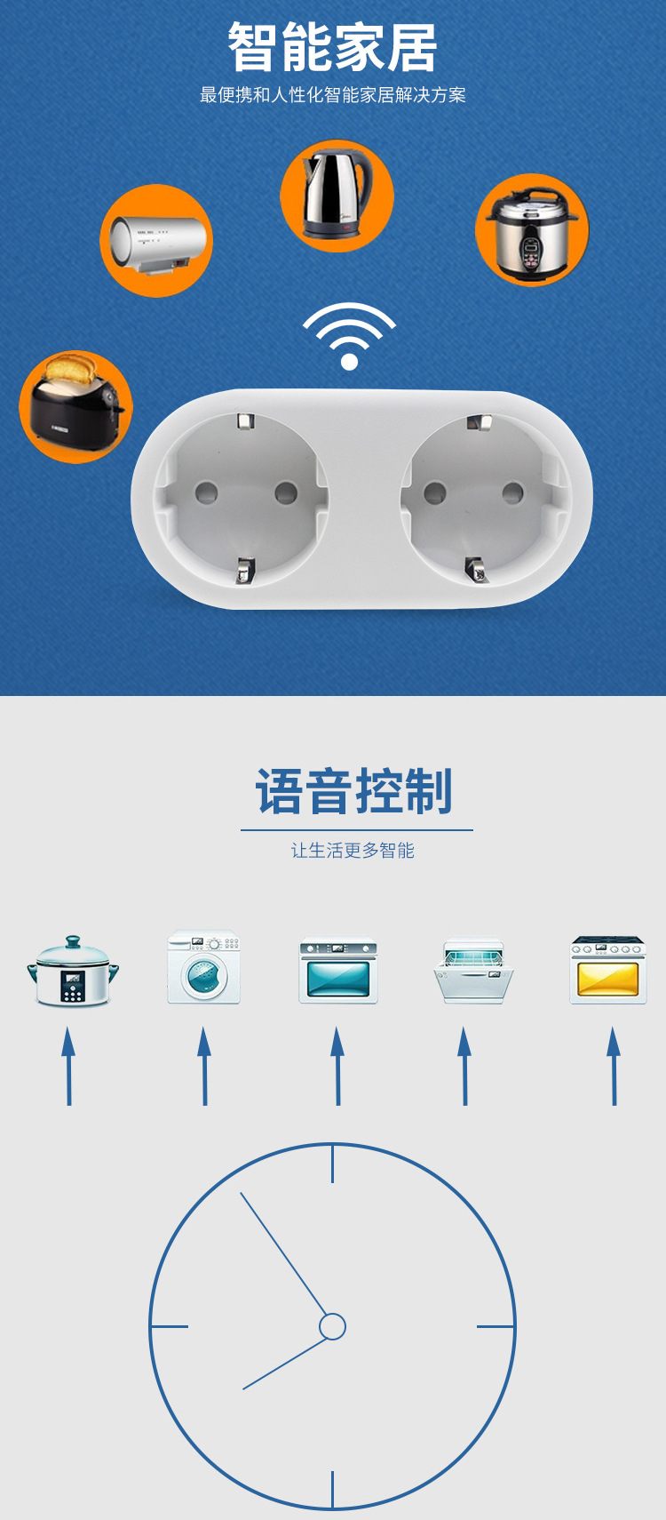 Best-selling product diversion, dual-control voice control, timed on/off, smart life, smart socket, wifi smart socket pic 2