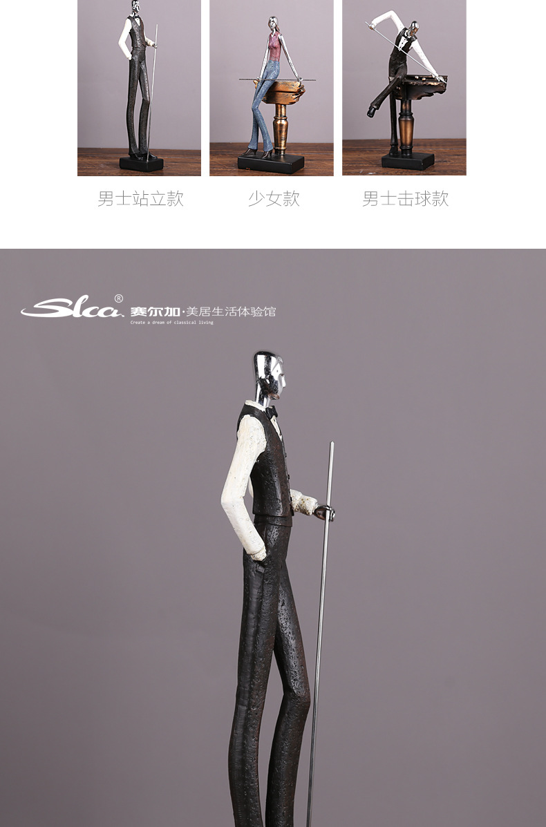 Cross-border delivery of American pool hall character ornaments, club wine cabinets, study rooms, home soft furnishings, resin handicrafts pic 12