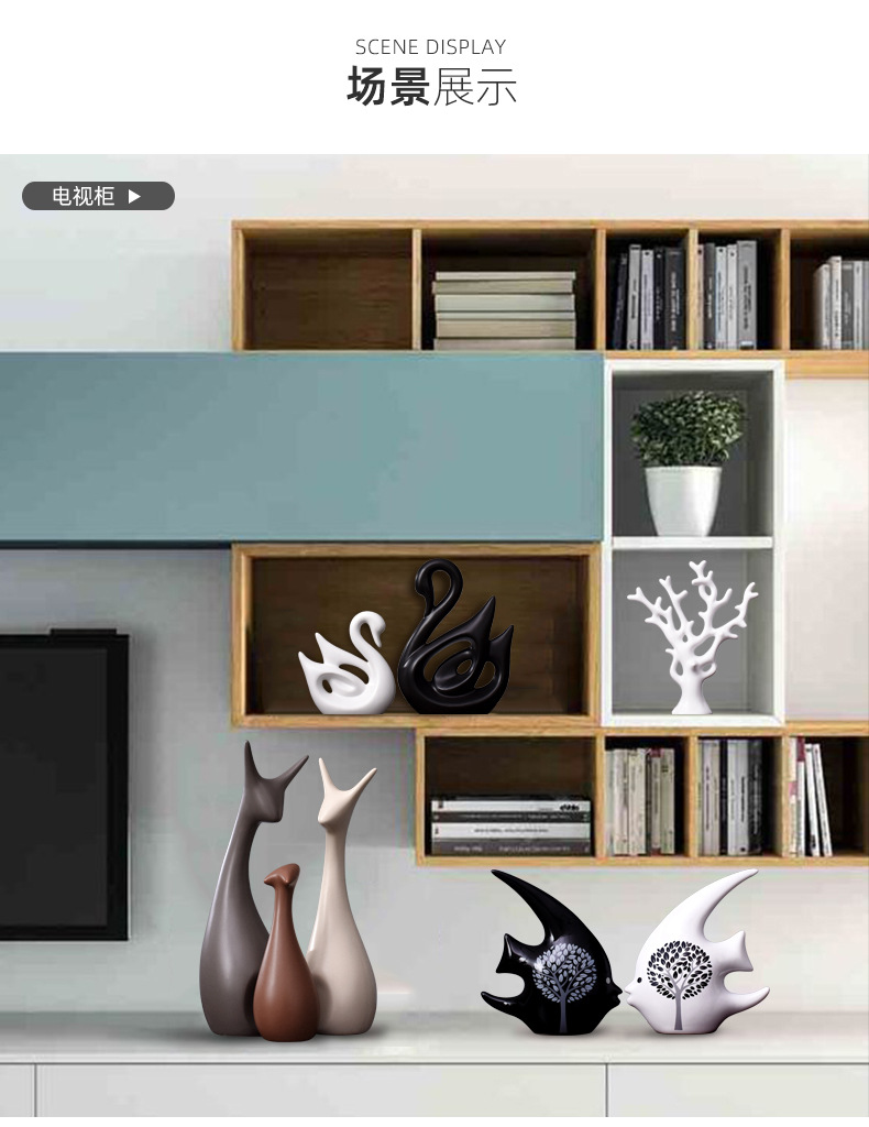 Wholesale of Nordic ceramic ornaments, TV cabinets, wine cabinets, home decorations, creative deer handicrafts and housewarming gifts pic 5