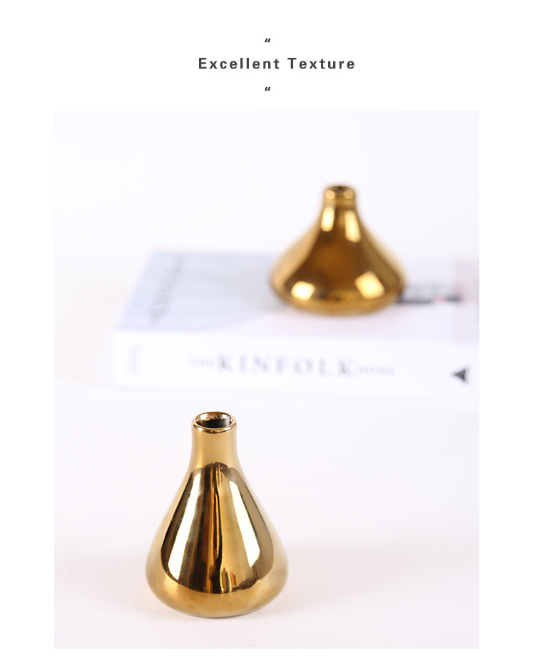 美式北欧ins摆件创意金色陶瓷花瓶花器家居客厅装饰品花插摆件详情10