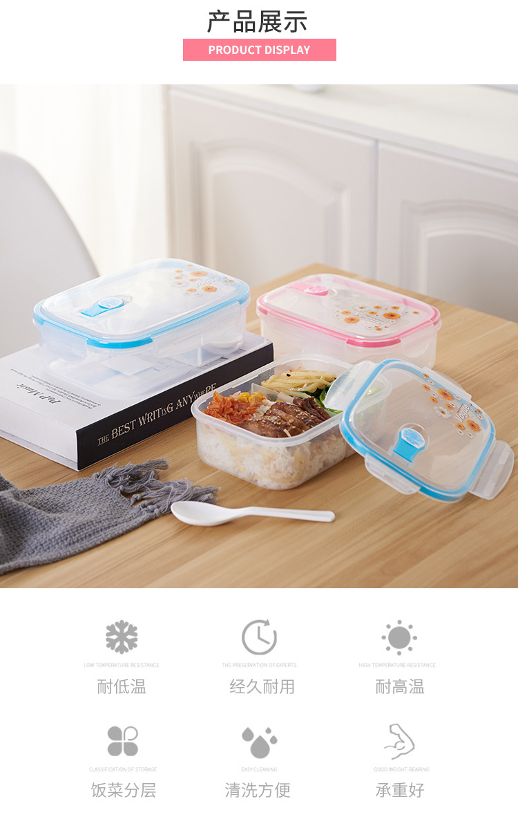 Splendid 2472 1100ml plastic rectangular lunch box, student and office worker lunch box, lunch box pic 1