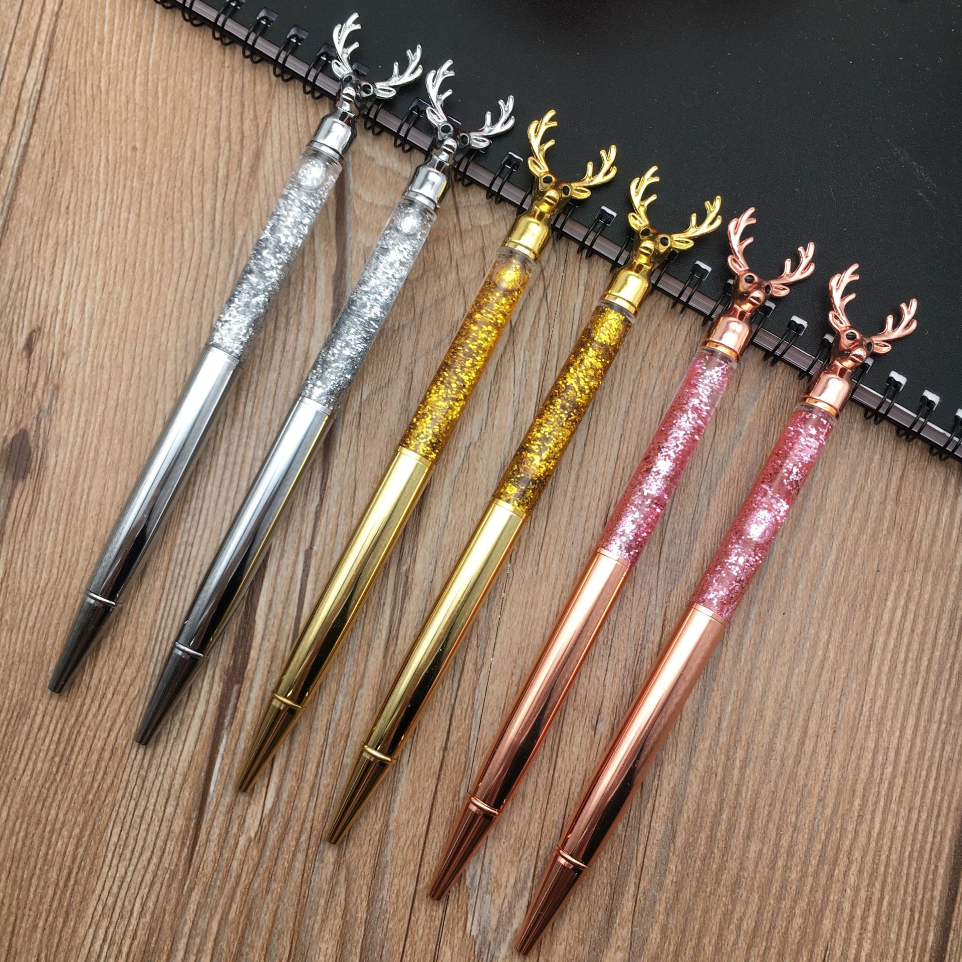 New five-pointed star ink pen, metal ballpoint pen, student pen, diy gold powder ballpoint pen pic 10