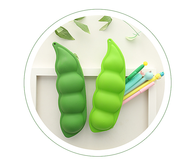 New silicone pea pencil case for students, large-capacity pencil case, storage, super large capacity, creative pic 7