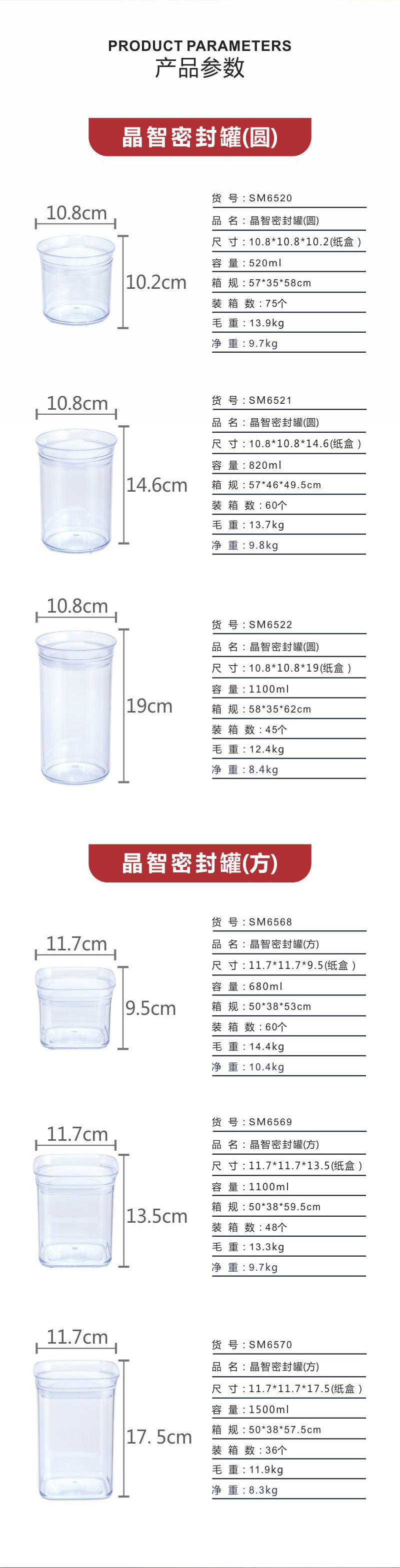 茶叶密封盒密封罐组合五谷杂粮透明防潮密封罐储物罐塑料透明跨境详情8