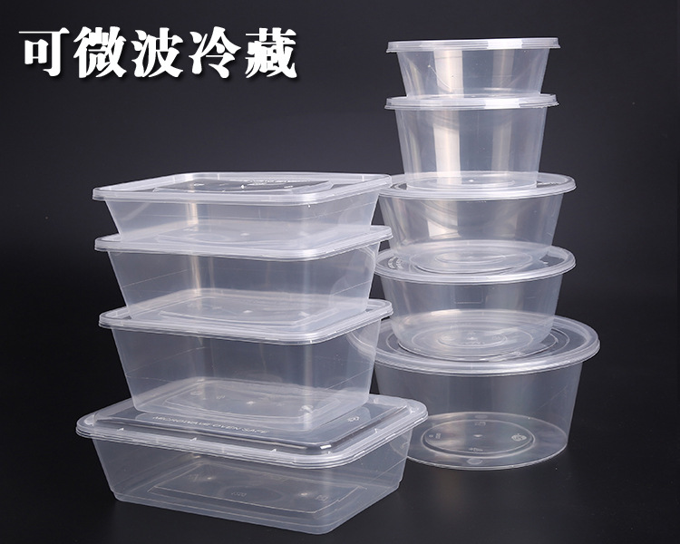1000ML round disposable lunch box, rectangular plastic packaging, thickened transparent takeout lunch box, fast food bento bowl pic 4