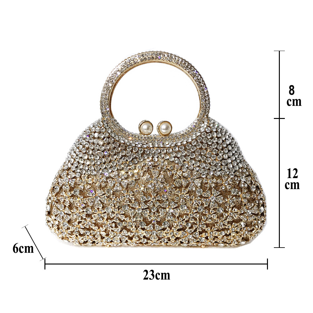 BL086 AliExpress Water Diamond Bag, Perforated Metal diamond-encrusted Dinner Bag, Full Diamond handbag for Foreign Trade Ladies, Banquet Bag pic 3