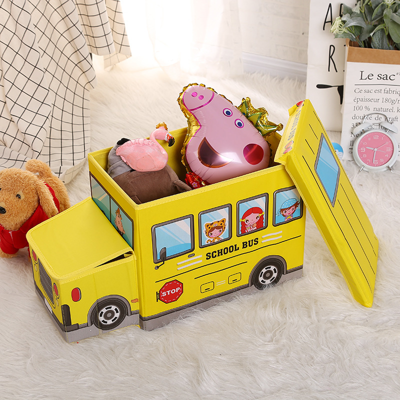 Wholesale of seated cartoon car storage boxes, multi-functional large-capacity storage boxes, folding storage stools pic 28