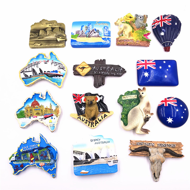 Australian Sydney and Melbourne logo refrigerator sticker resin magnetic creative tourism souvenir export 3D stereoscopic pic 1