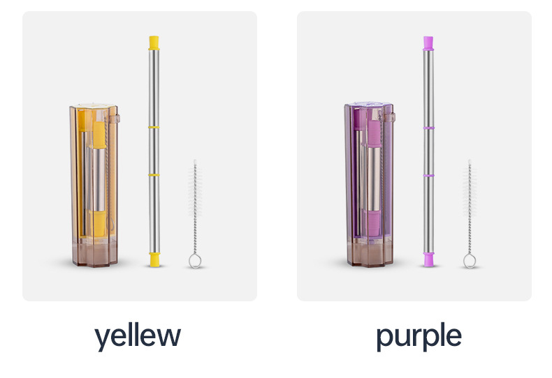 Mutual release of new four-leaf Clover 304 stainless steel straw sets, folding straws, Amazon detachable telescopic straws pic 13
