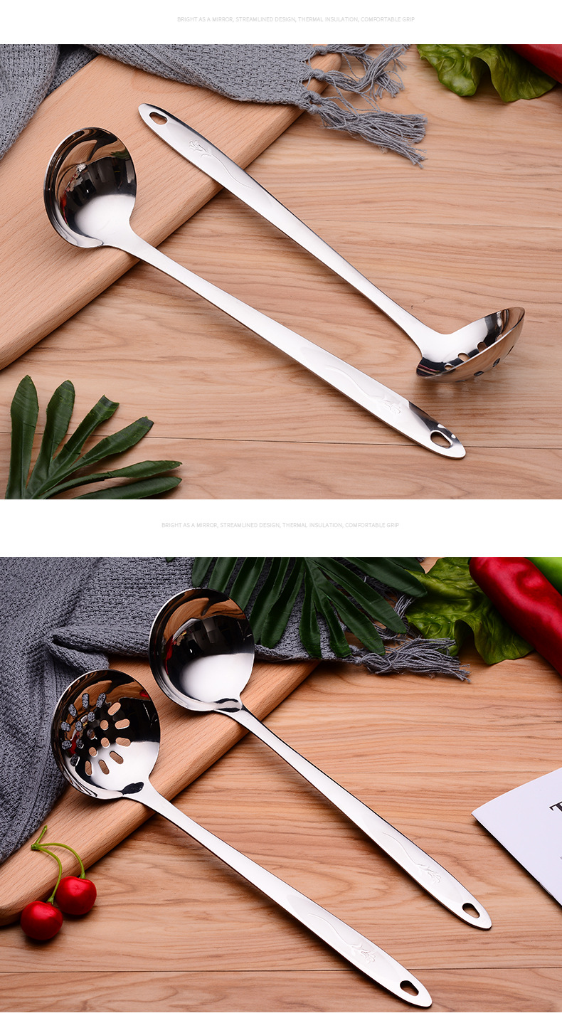 New stainless steel soup spoons in stock from the manufacturer, hotel and restaurant supplies, hot pot spoons, strainers, thickened handles, non-magnetic soup shells pic 14