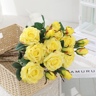 手感保湿仿真玫瑰花酒店家居客厅装饰假花Artificialflower大红详情2