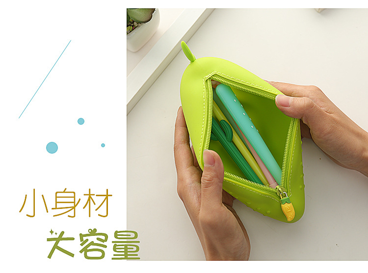 Mango silicone zipper pen case, large-capacity creative simulation fruit pen case, cute and personalized student stationery bag pic 9