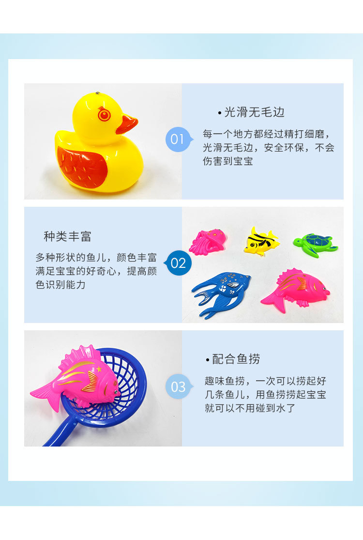 Fishing toy set, magnetic fishing beach toys, summer baby bathing and playing in water, magnetic double-rod fishing pic 7