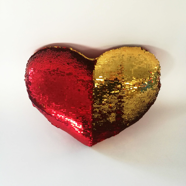 Double-sided flip-top heart-shaped sequined throw pillow, wedding sequin embroidery cushion, cross-border DTY positioning, AB side decorative throw pillow quilt pic 25