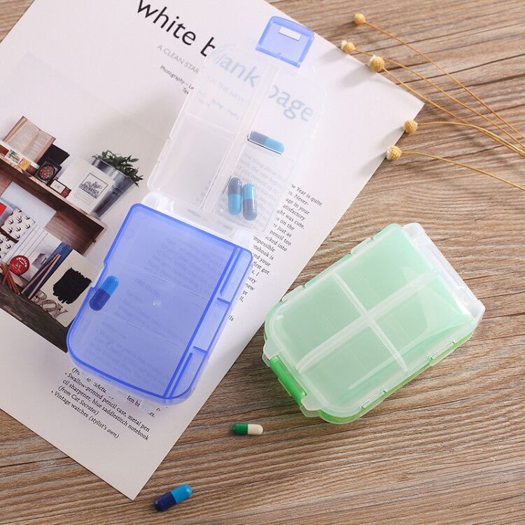 Factory direct sales of portable medicine storage boxes, folding eight-compartment storage boxes for business trips and travels, health care storage boxes pic 3