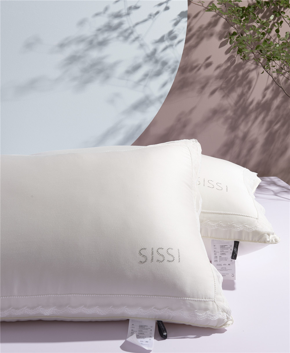 Hotel Silk Smooth 60-piece Silk pillow Tencel Cotton Sisi Princess Milk Pillow Fiber Pillow Comfortable Lace Edge pillow core pic 3