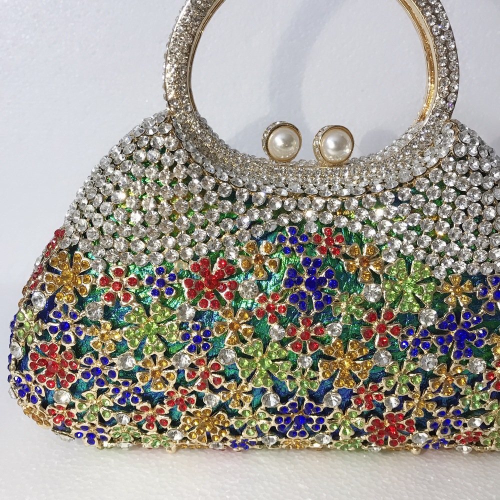 BL086 AliExpress Water Diamond Bag, Perforated Metal diamond-encrusted Dinner Bag, Full Diamond handbag for Foreign Trade Ladies, Banquet Bag pic 12