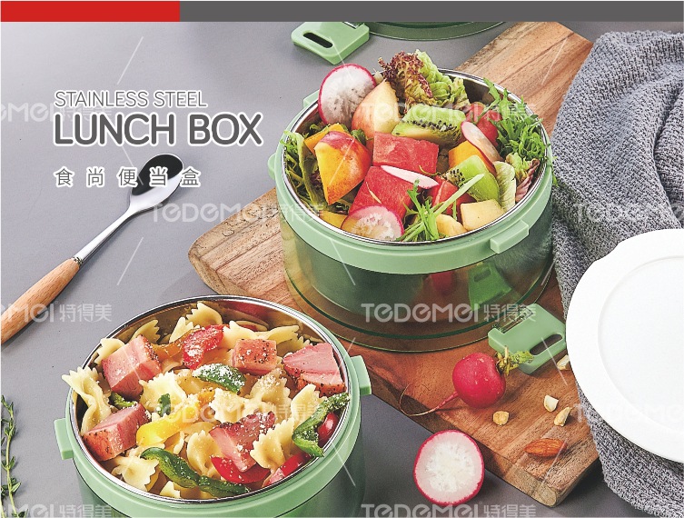 Simple stainless steel lunch box with multiple compartments, portable bento box with lid pic 10