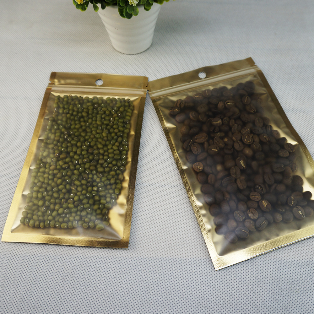 Gold frosted aluminum-coated yin-yang self-sealing bag, flower tea, dried fruit bag, eye mask, jewelry bag, semi-transparent aluminum foil bag pic 3