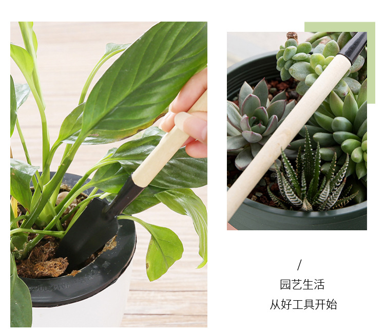 批发花园种花多肉园林种植工具套装小铁铲铁耙子园艺三件套一套起详情17
