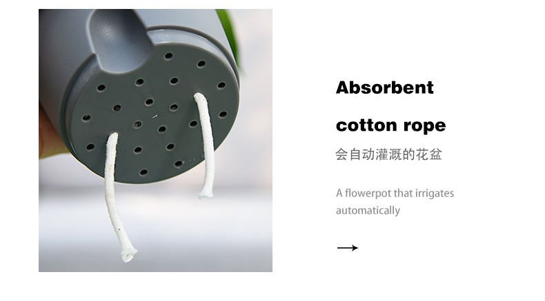 跨境工厂现货批发透明塑料懒人花盆双层简约自吸水棉绳亚马逊园艺详情41