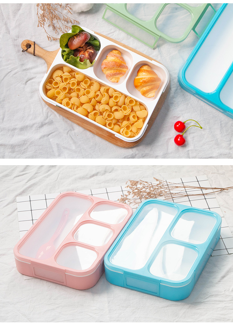 Creative grid energy lunch box, portable fast food box, thin lunch box, compartment-sealed plastic lunch box, simple lunch box pic 13